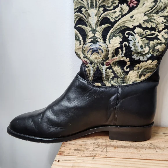 Seychelles Vintage "Pinta" Tapestry Mid Calf Pull On Riding Boot Size 8.5 - Picture 5 of 13